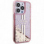 Apple iPhone 15 Pro Coque Guess Liquid Glitter Gold Stripes Rose