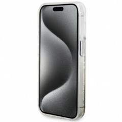 Apple iPhone 15 Pro Max Coque Guess Liquid Glitter Gold Stripes Transparent