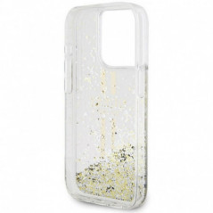 Apple iPhone 15 Pro Max Coque Guess Liquid Glitter Gold Stripes Transparent