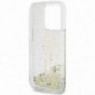 Apple iPhone 15 Pro Max Coque Guess Liquid Glitter Gold Stripes Transparent