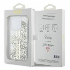 Apple iPhone 15 Pro Max Coque Guess Liquid Glitter Gold Stripes Transparent