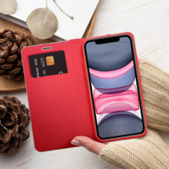 Apple iPhone 11 Portefeuilles LUNA Book Carbon Fibre de carbone, Élégant  Rouge