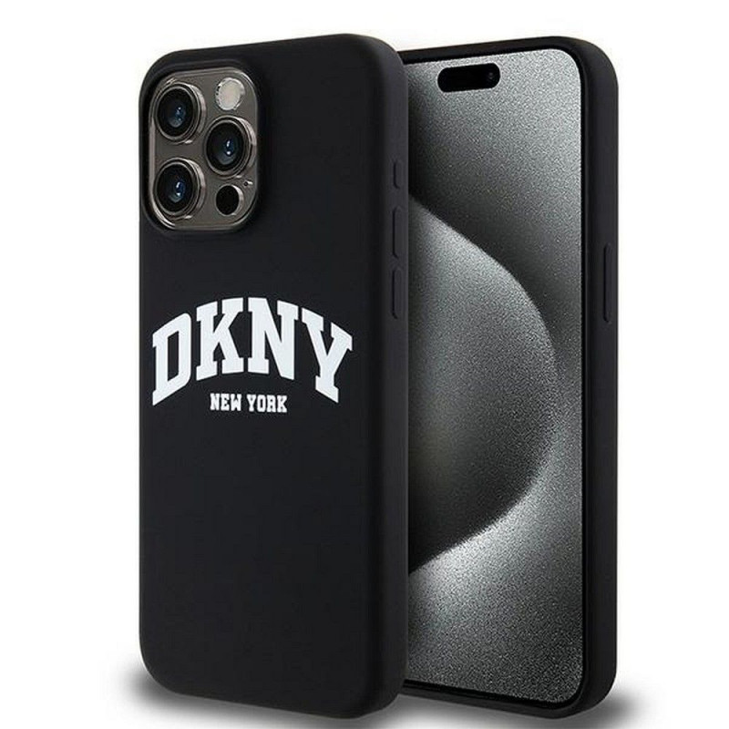 Apple iPhone 13 Pro Max Coque DKNY Silicone White Arch Logo MagSAFE  Noir