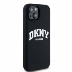 Apple iPhone 15 Coque DKNY Silicone White Arch Logo MagSAFE  Noir