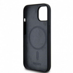 Apple iPhone 15 Coque DKNY Silicone White Arch Logo MagSAFE  Noir