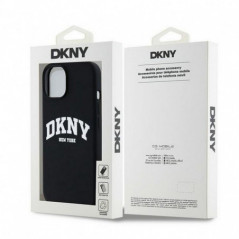 Apple iPhone 15 Coque DKNY Silicone White Arch Logo MagSAFE  Noir