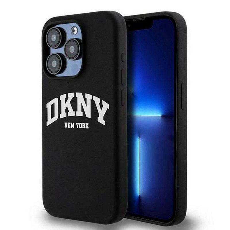 Apple iPhone 15 Plus Coque DKNY Silicone White Arch Logo MagSAFE  Noir