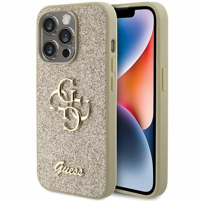 Apple iPhone 15 Pro Coque Guess Fixed Glitter Big 4G Or