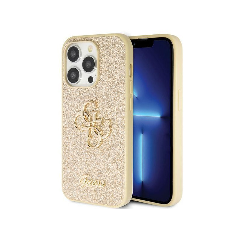 Apple iPhone 14 Pro Max Coque Guess Fixed Glitter Big 4G Or