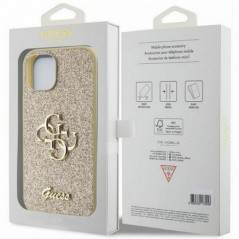Apple iPhone 15 Coque Guess Fixed Glitter Big 4G Or