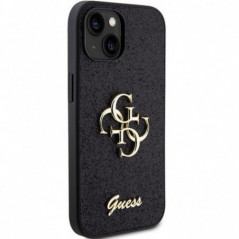 Apple iPhone 15 Coque Guess Fixed Glitter Big 4G Noir