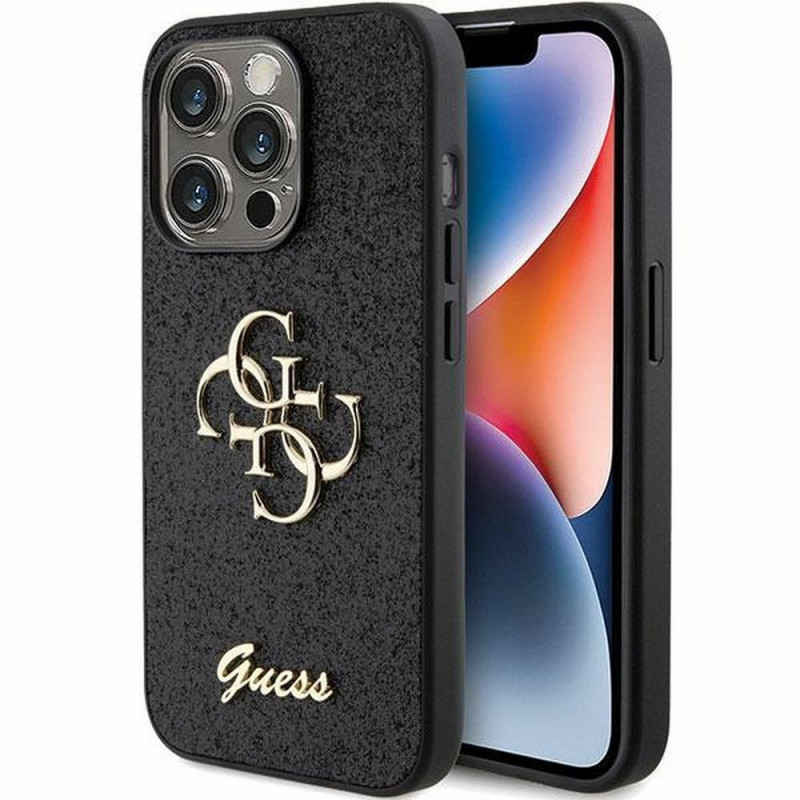 Apple iPhone 15 Pro Max Coque Guess Fixed Glitter Big 4G Noir