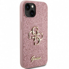 Apple iPhone 15 Coque Guess Fixed Glitter Big 4G Rose
