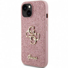 Apple iPhone 15 Coque Guess Fixed Glitter Big 4G Rose