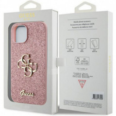 Apple iPhone 15 Coque Guess Fixed Glitter Big 4G Rose