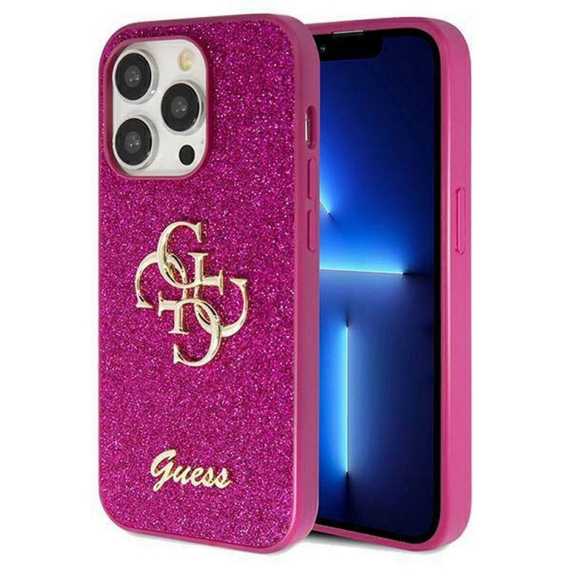 Apple iPhone 15 Pro Max Coque Guess Fixed Glitter Big 4G Violet (Purple)