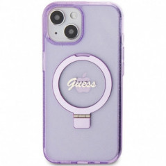 Apple iPhone 15 Plus Coque Guess Glitter Script Logo - Ring stand MagSAFE  Violet (Purple)