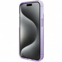 Apple iPhone 15 Plus Coque Guess Glitter Script Logo - Ring stand MagSAFE  Violet (Purple)