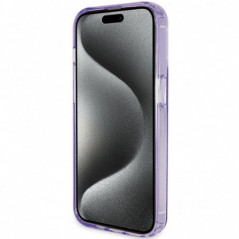 Apple iPhone 15 Pro Coque Guess Glitter Script Logo - Ring stand MagSAFE  Violet (Purple)