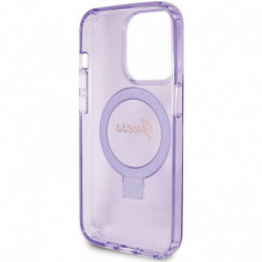 Apple iPhone 15 Pro Coque Guess Glitter Script Logo - Ring stand MagSAFE  Violet (Purple)