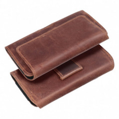 Apple iPhone 12 Pro Etui universel, Étuis horizontaux, Étui de ceinture ROYAL Crazy Horse Brun 
