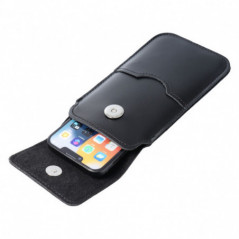 Samsung Galaxy A12 Etui universel, Étui de ceinture ROYAL - Leather universal flap pocket Noir