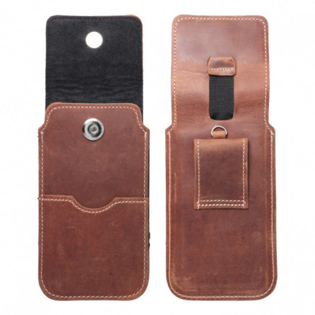 Apple iPhone 13 Etui universel, Étui de ceinture ROYAL - Leather universal flap pocket Brun