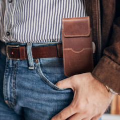 Samsung Galaxy A12 Etui universel, Étui de ceinture ROYAL - Leather universal flap pocket Brun