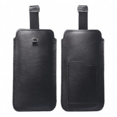 Samsung Galaxy A12 Etui universel, Étui de ceinture ROYAL - Leather universal flap pocket Noir