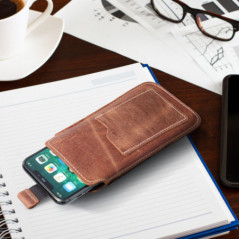 Apple iPhone 12 Etui universel, Étui de ceinture ROYAL - Leather universal flap pocket Brun