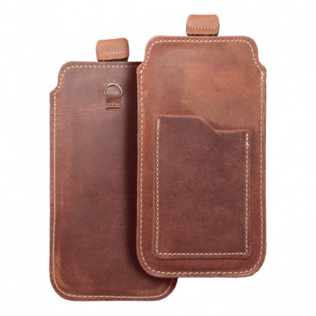 Apple iPhone 13 Etui universel, Étui de ceinture ROYAL - Leather universal flap pocket Brun
