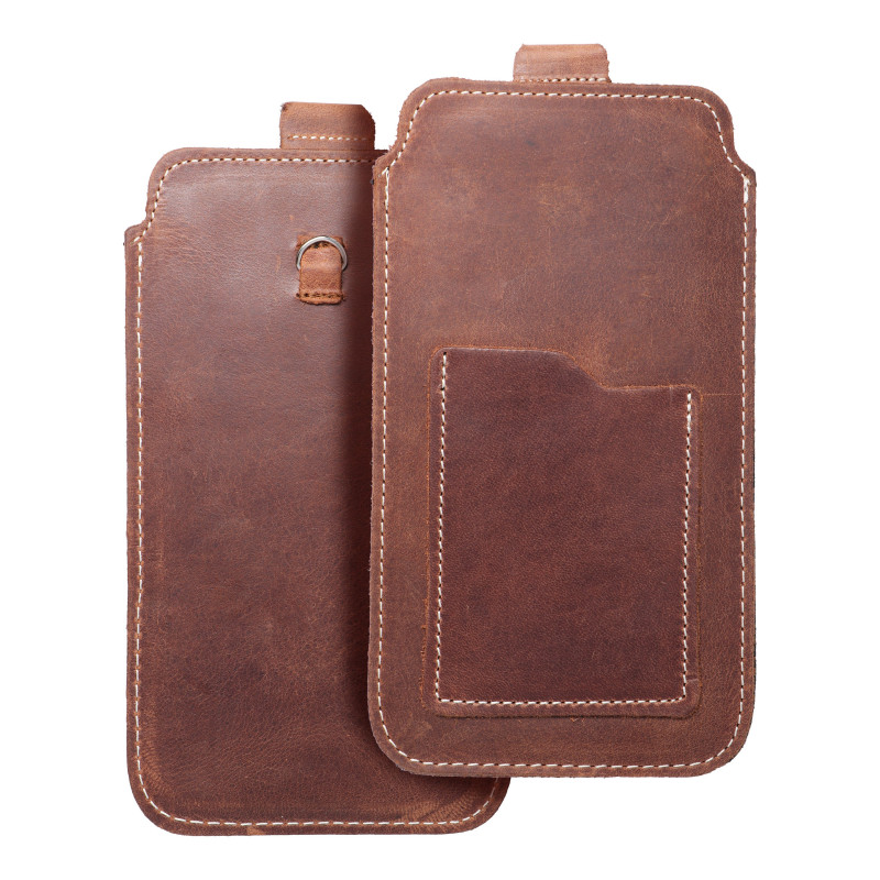 Samsung Galaxy A12 Etui universel, Étui de ceinture ROYAL - Leather universal flap pocket Brun