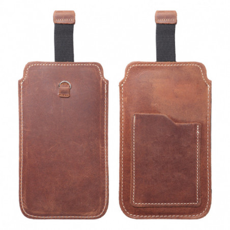 Samsung Galaxy A12 Etui universel, Étui de ceinture ROYAL - Leather universal flap pocket Brun
