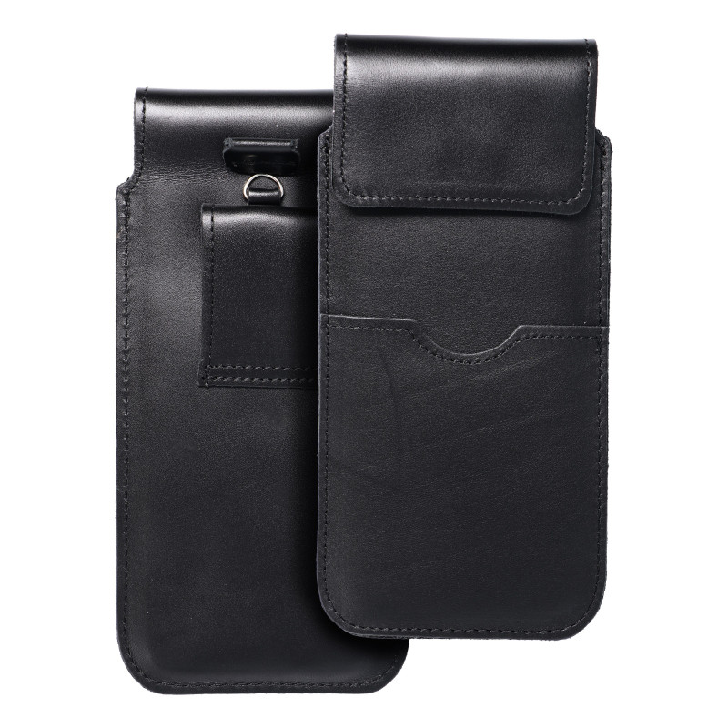 Oppo A98 5G Etui universel, Étui de ceinture ROYAL - Leather universal flap pocket Noir