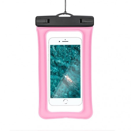 Étui de téléphone imperméable Airbag avec fermeture en plastique – rose