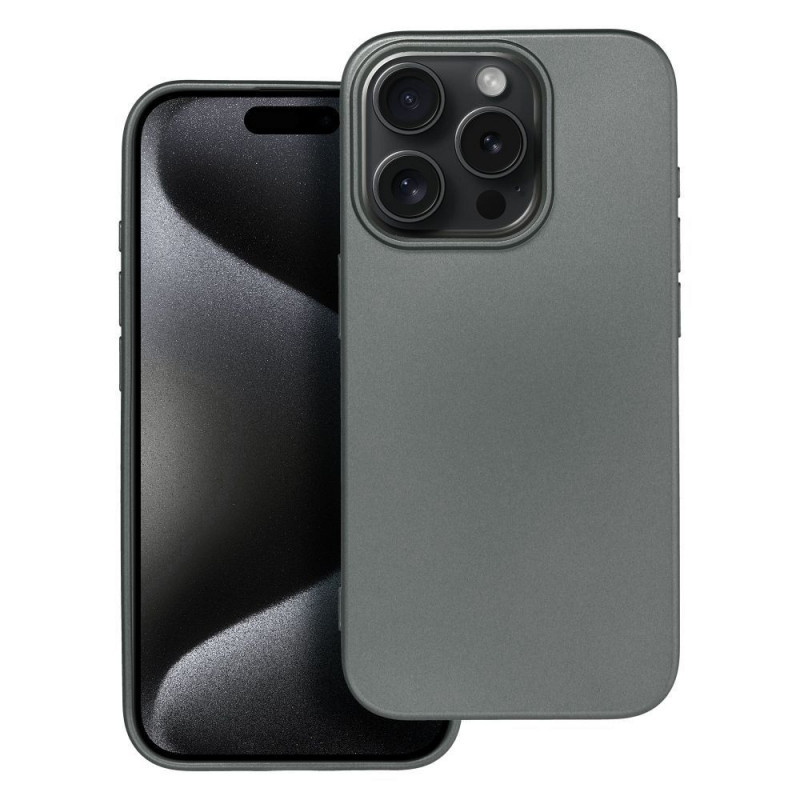 Apple iPhone 15 Pro Coque Metallic Gris