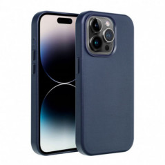 Apple iPhone 16 Pro Max Coque Leather Mag Cover Élégant  MagSAFE  Bleu indigo