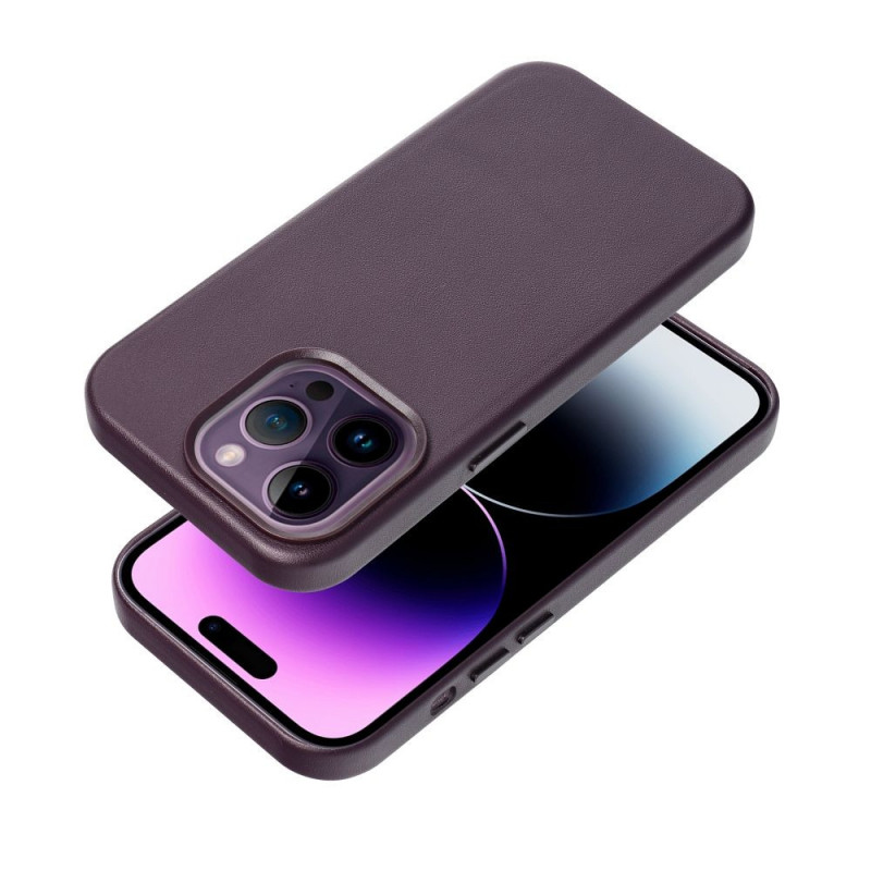 Apple iPhone 16 Pro Coque Leather Mag Cover Élégant  MagSAFE  Violet foncé