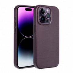 Apple iPhone 16 Pro Coque Leather Mag Cover Élégant  MagSAFE  Violet foncé