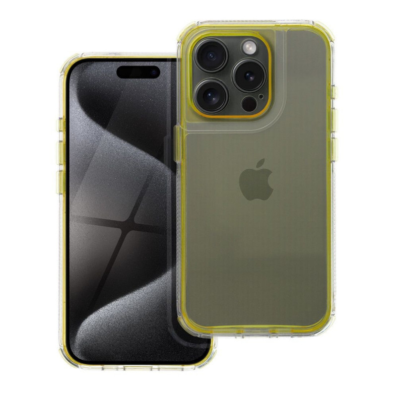 Apple iPhone 15 Pro Coque Matrix Clear Jaune Apple iPhone 15 Pro Coque Matrix Clear Jaune