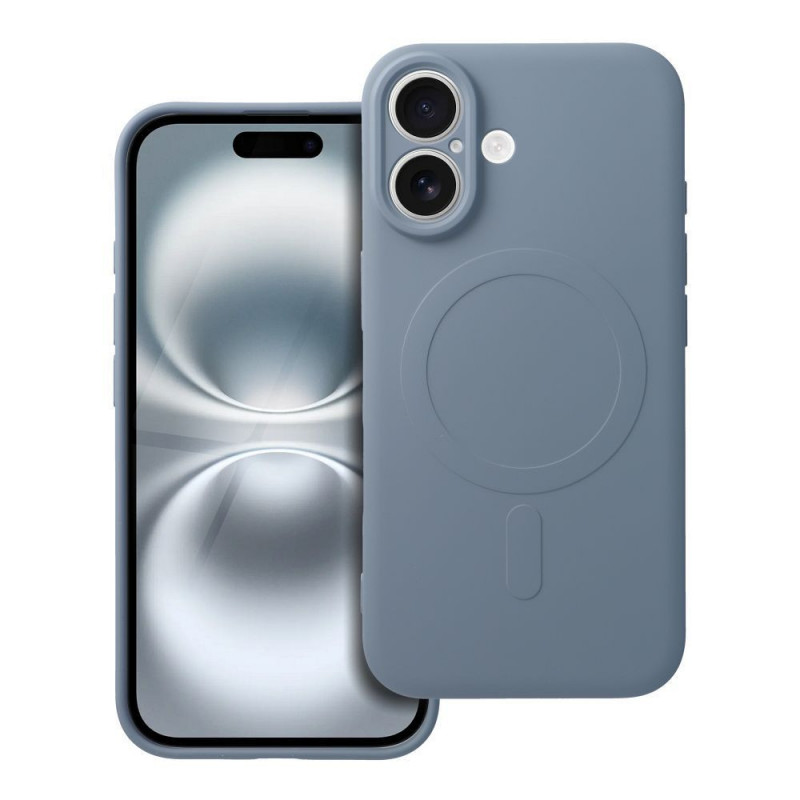 Apple iPhone 16 Coque Silicone Mag Cover MagSAFE  Bleu clair
