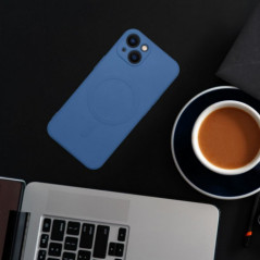 Apple iPhone 16 Coque Silicone Mag Cover MagSAFE  Bleu