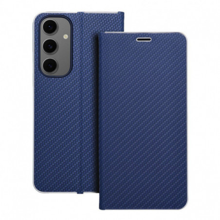 Samsung Galaxy S24 FE Portefeuilles LUNA Book Carbon Fibre de carbone, Élégant  Bleu