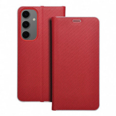 Samsung Galaxy S24 FE Portefeuilles LUNA Book Carbon Fibre de carbone, Élégant  Rouge