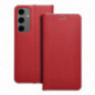 Samsung Galaxy S24 FE Portefeuilles LUNA Book Carbon Fibre de carbone, Élégant  Rouge