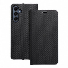 Samsung Galaxy A16 Portefeuilles LUNA Book Carbon Fibre de carbone, Élégant  Noir