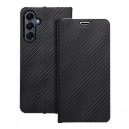 Samsung Galaxy A16 Portefeuilles LUNA Book Carbon Fibre de carbone, Élégant  Noir