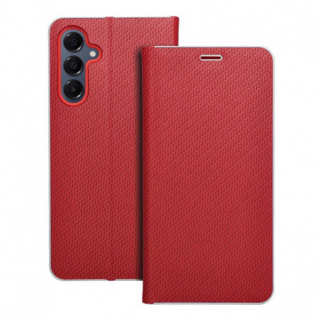 Samsung Galaxy A16 Portefeuilles LUNA Book Carbon Fibre de carbone, Élégant  Rouge