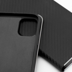 Apple iPhone 16 Portefeuilles LUNA Book Carbon Fibre de carbone, Élégant  Noir