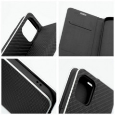 Apple iPhone 16 Portefeuilles LUNA Book Carbon Fibre de carbone, Élégant  Noir